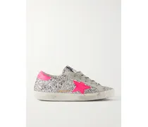 Superstar Sneakers Aus Leder Und Veloursleder Mit Glitter-finish In Distressed-optik - Silber