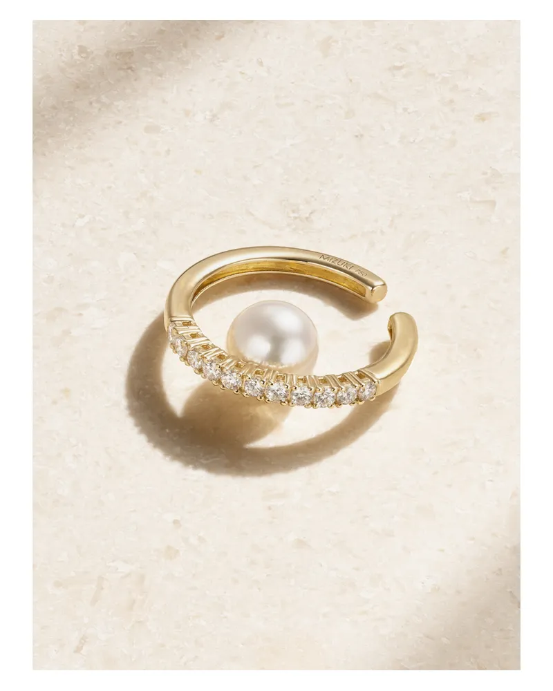 MIZUKI Ear Cuff Aus 18 karat Gold Mit Diamanten Und Perle Gold
