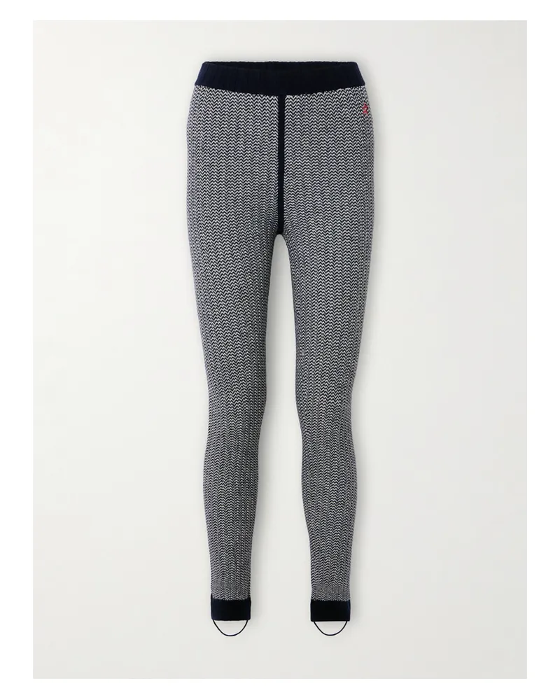 Perfect Moment Jazzy Gestreifte Leggings Aus Einer Gerippten Woll-kaschmirmischung - Blau Blau