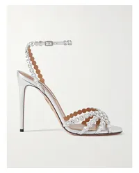 Aquazzura Tequila 105 Sandalen aus Metallic-leder Silber