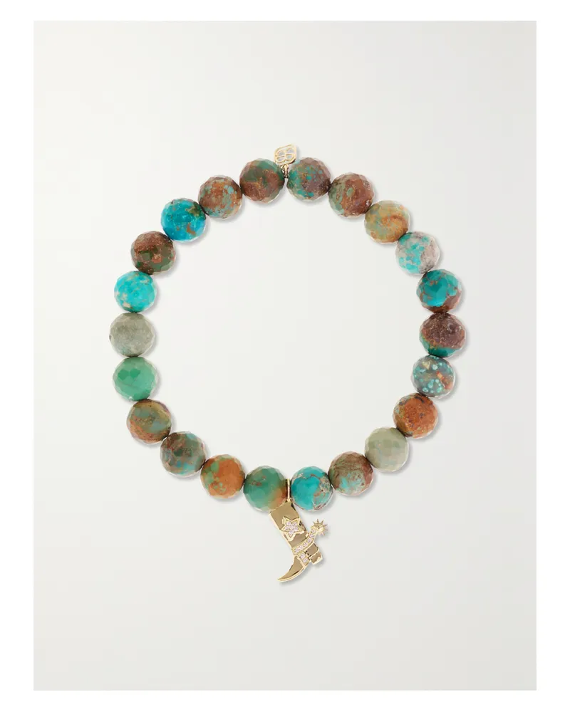 Sydney Evan Cowboy Boot Armband Mit Mehreren Steinen Und Details Aus 14 Karat Gold Gold