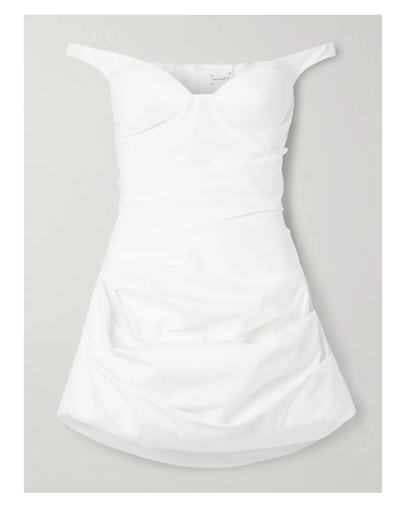 Magda Butrym Schulterfreies Minikleid Aus Baumwollpopeline Mit Raffungen - Weiß Weiß
