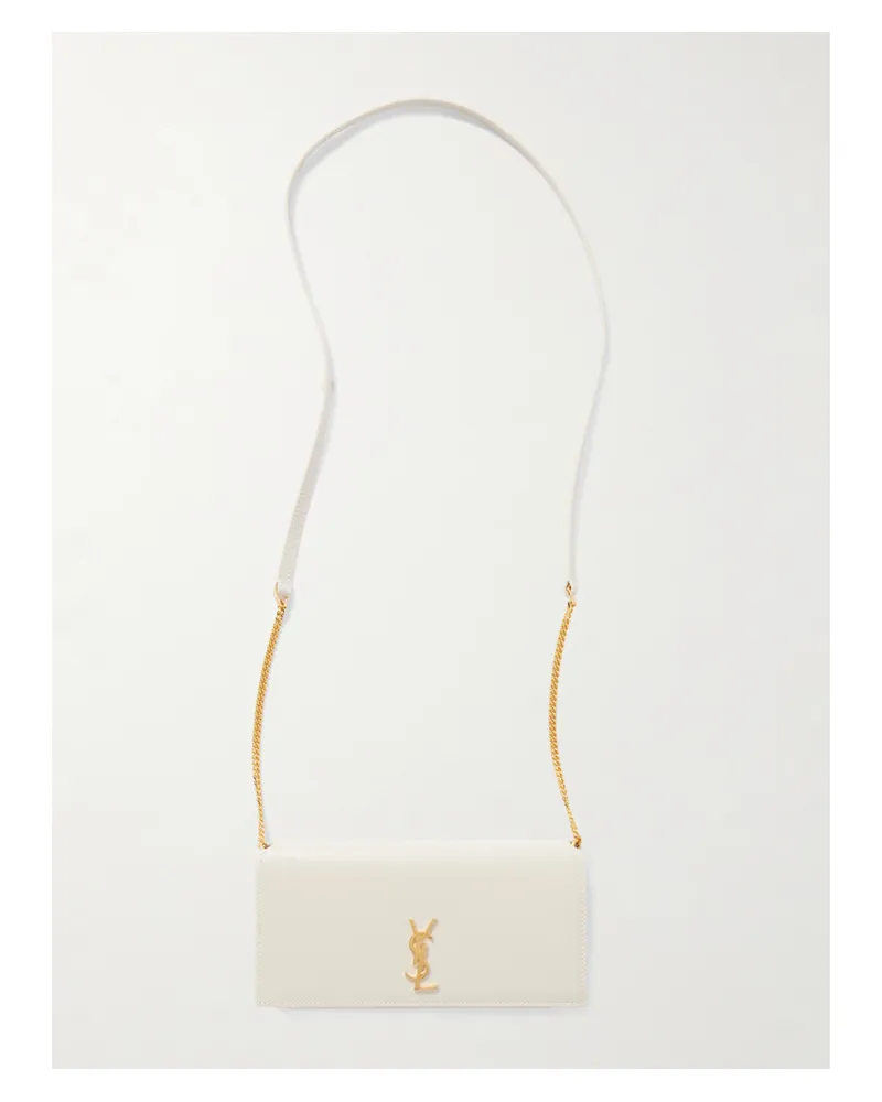 Saint Laurent Cassandre Strap Leather Phone Case - Cream Cream