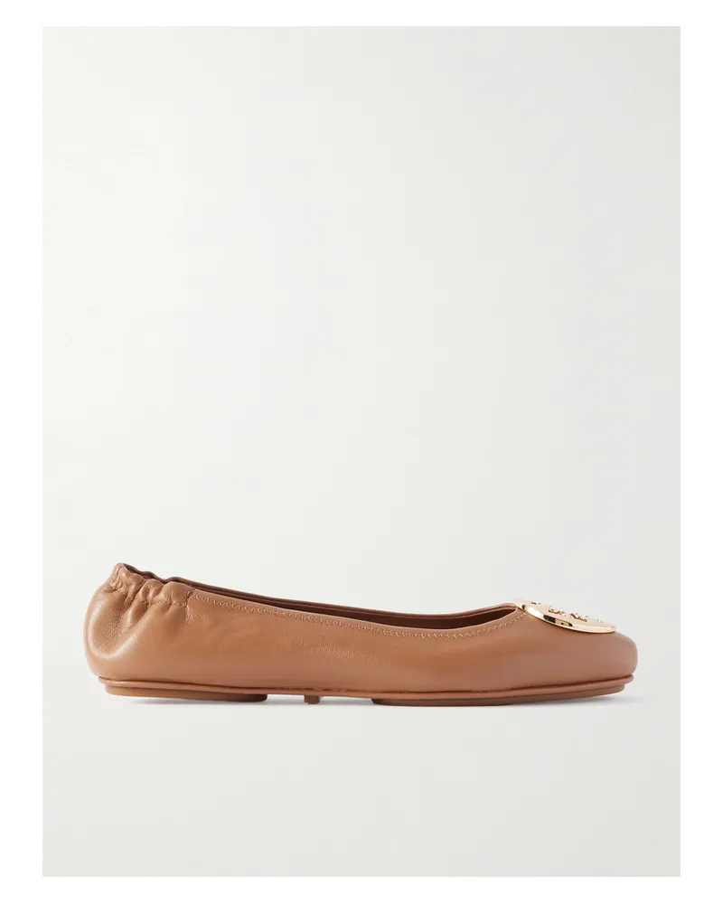 Tory Burch Minnie Travel Ballerinas Aus Leder Mit Logodetail - Braun Braun