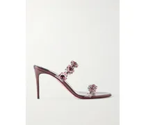 Just Jewel 85 Embellished Pvc And Metallic Leather Sandals - Burgundy