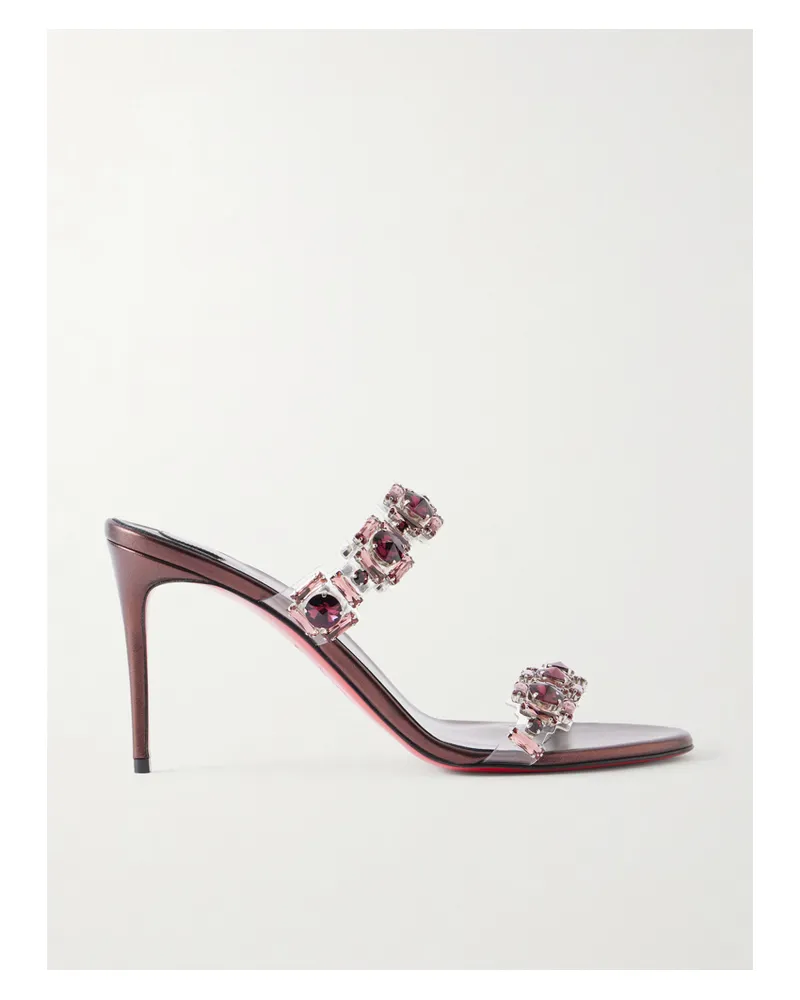 Christian Louboutin Just Jewel 85 Embellished Pvc And Metallic Leather Sandals - Burgundy Burgundy