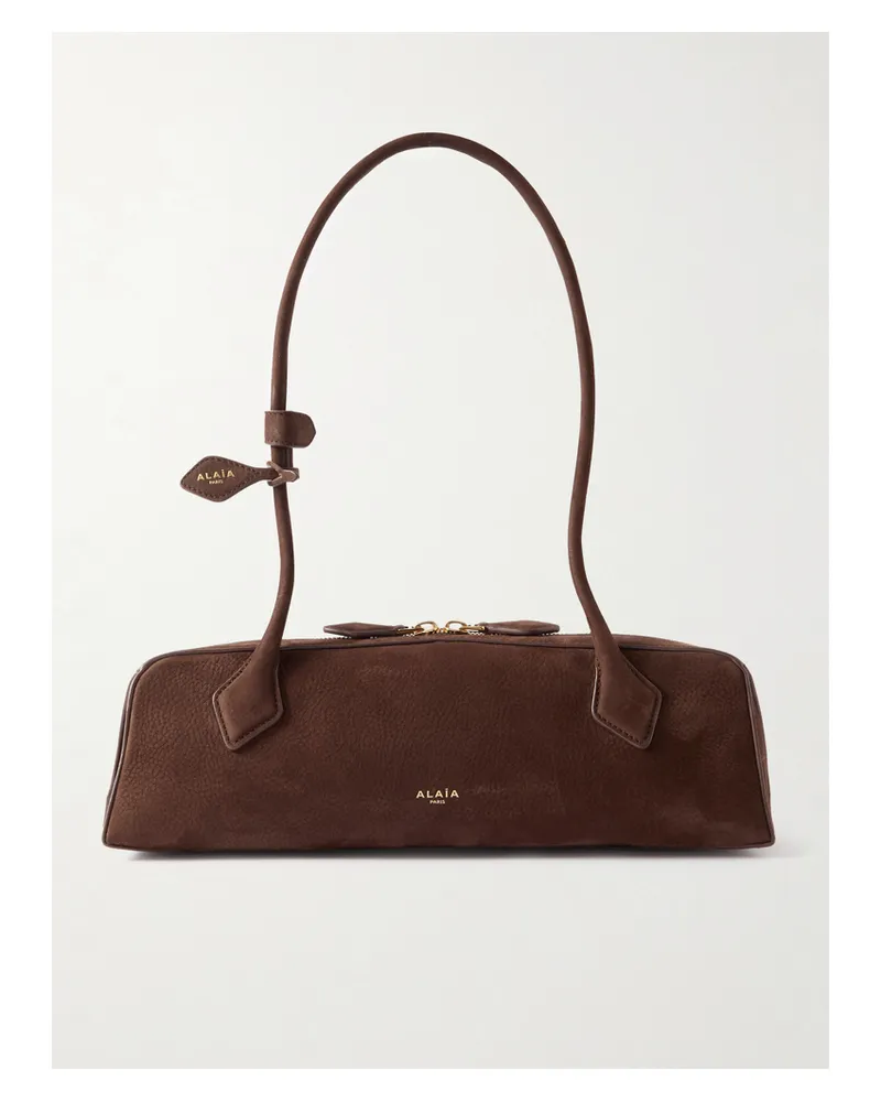 Alaïa Le Teckel Mittelgroße Schultertasche Aus Nubukleder - Braun Braun