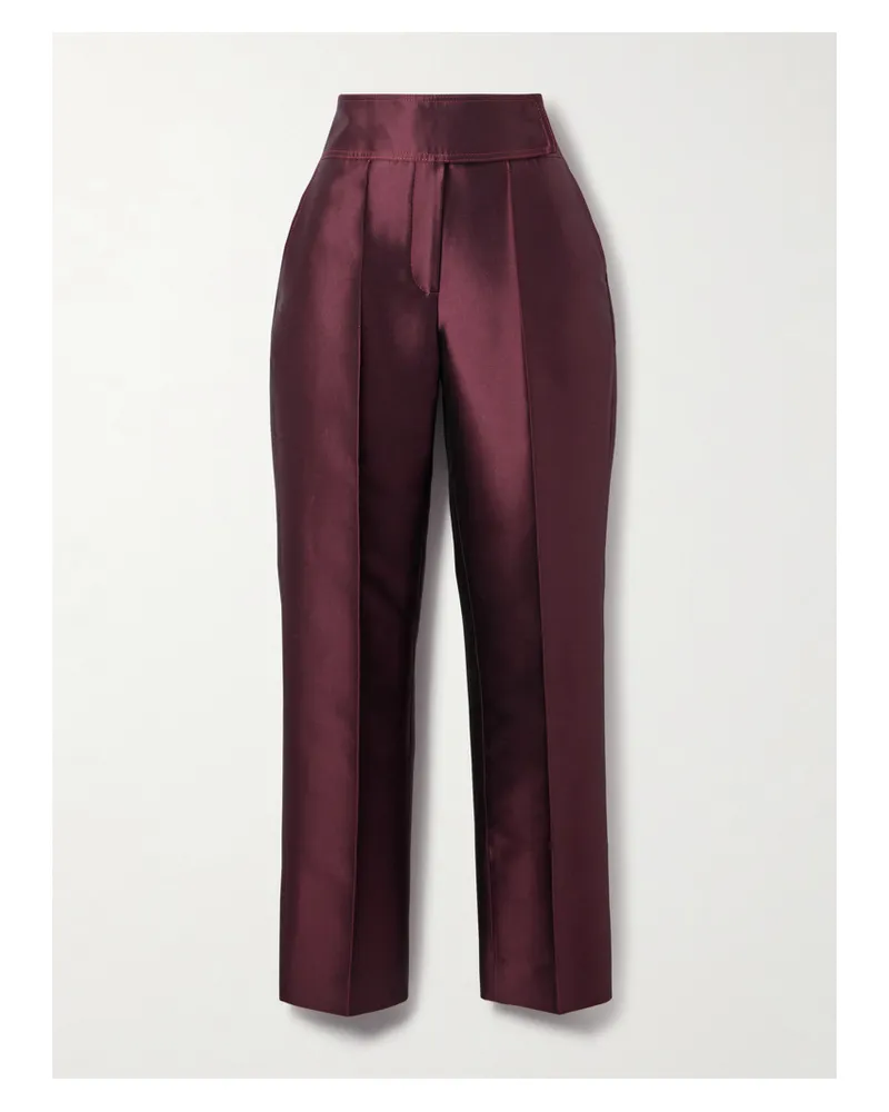 Christopher John Rogers Hose Mit Geradem Bein Aus Twill Aus Einer Seiden-wollmischung Mit Falten - Burgunder Burgunder
