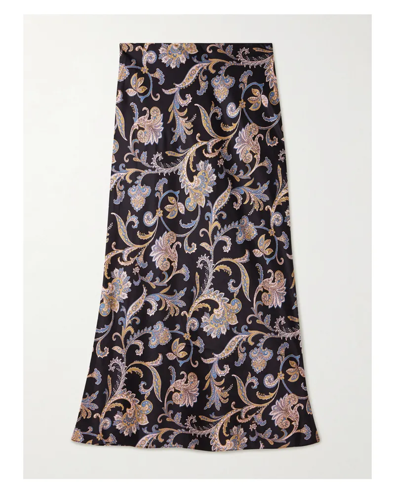 Veronica Beard Clover Midirock Aus Charmeuse Aus Einer Seidenmischung Mit Paisley-print - Schwarz Schwarz
