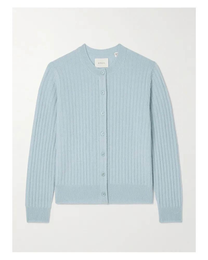 DÔEN Danaë Ribbed Cashmere Cardigan - Blue Blue
