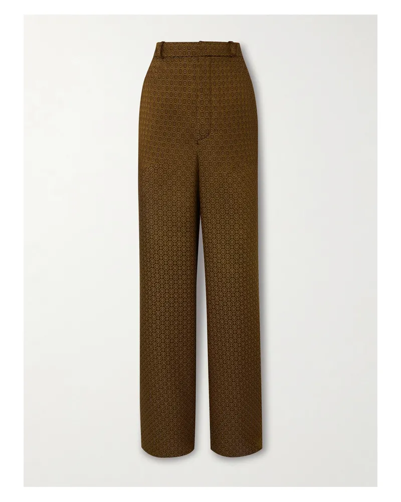 Saint Laurent Jacquard Wide-leg Pants - Brown Brown