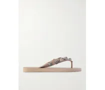 Cagole Embellished Rubber Flip Flops - Neutrals