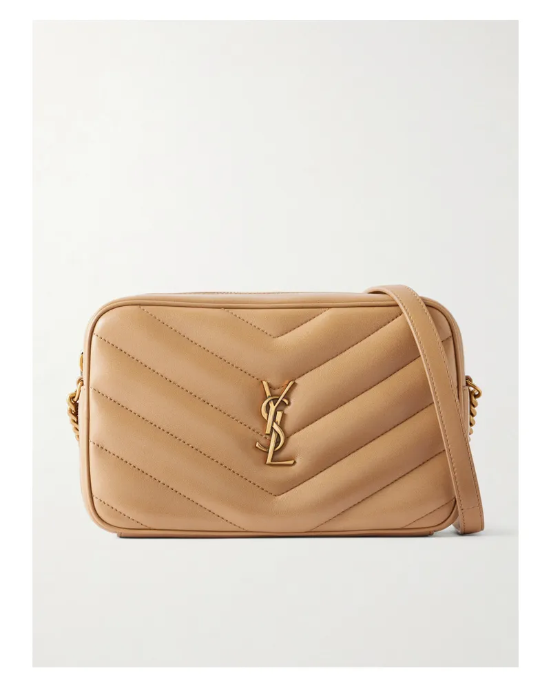 Saint Laurent Loulou Quilted Textured-leather Shoulder Bag - Brown Brown