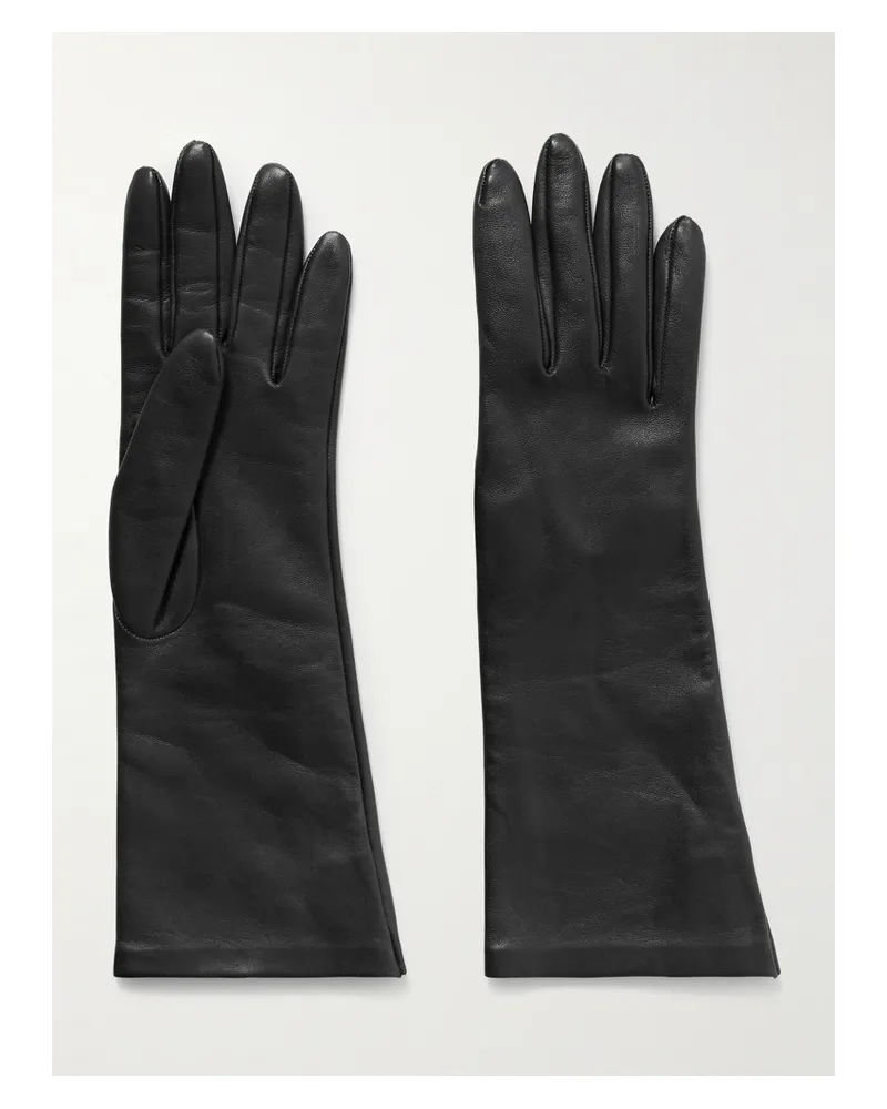KHAITE Remo Mid Leather Gloves - Black Black
