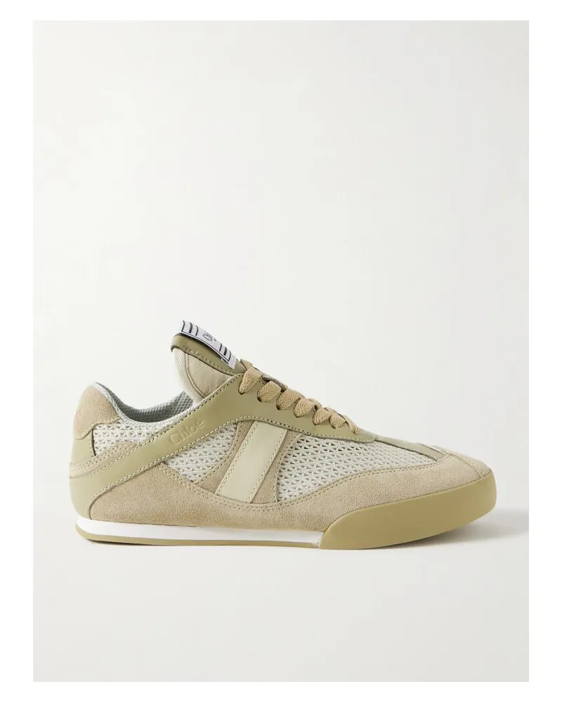 Chloé Kick Sneakers Aus Mesh Mit Besätzen Aus Leder Und Veloursleder - Grün Grün
