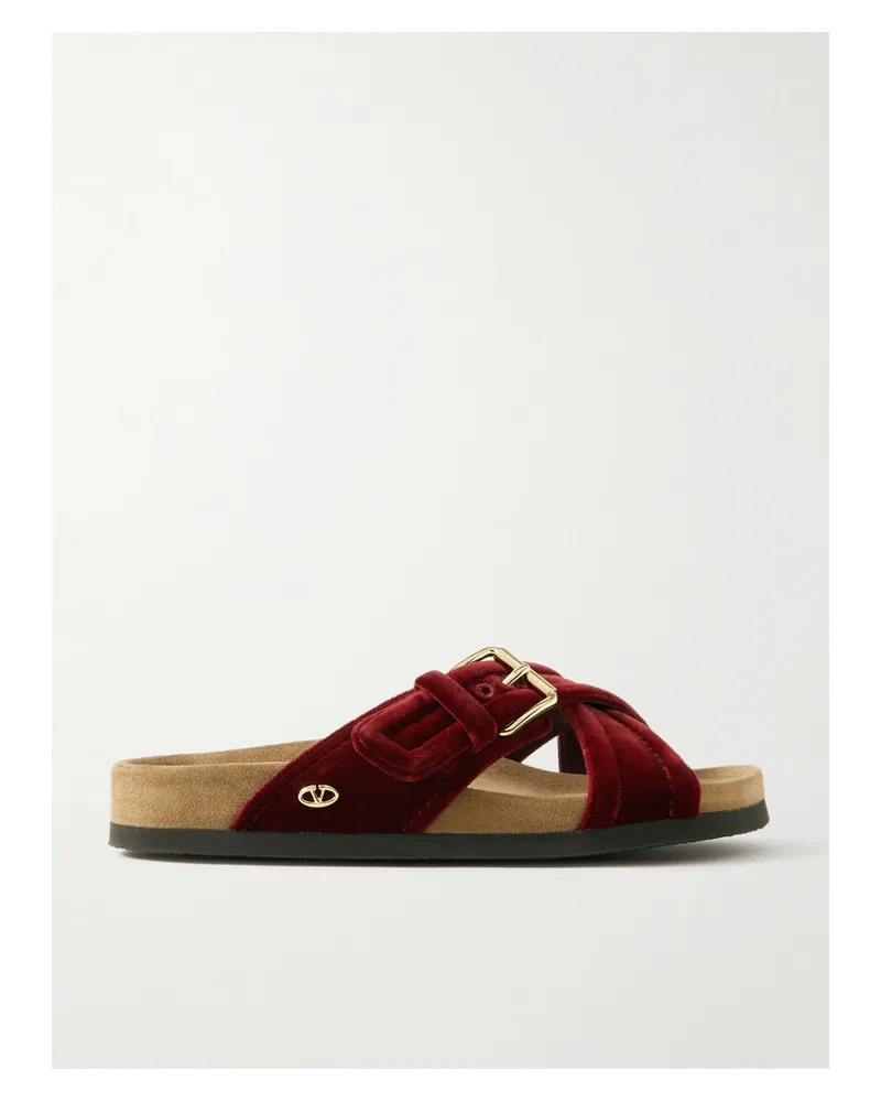 Valentino Garavani Pantoletten Aus Samt Mit Schnalle - Rot Rot