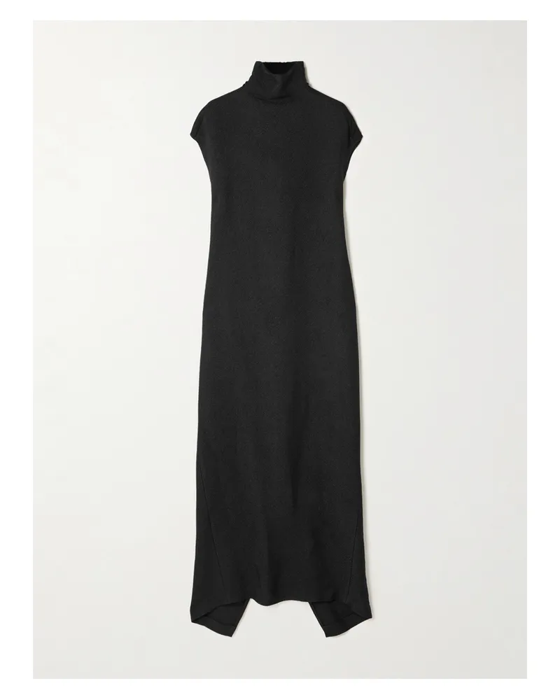Calvin Klein Willow Textured-crepe Turtleneck Midi Dress - Black Black