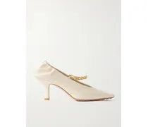 Melbourne Pumps Aus Glanzleder In Knitteroptik Mit Verzierung - Creme