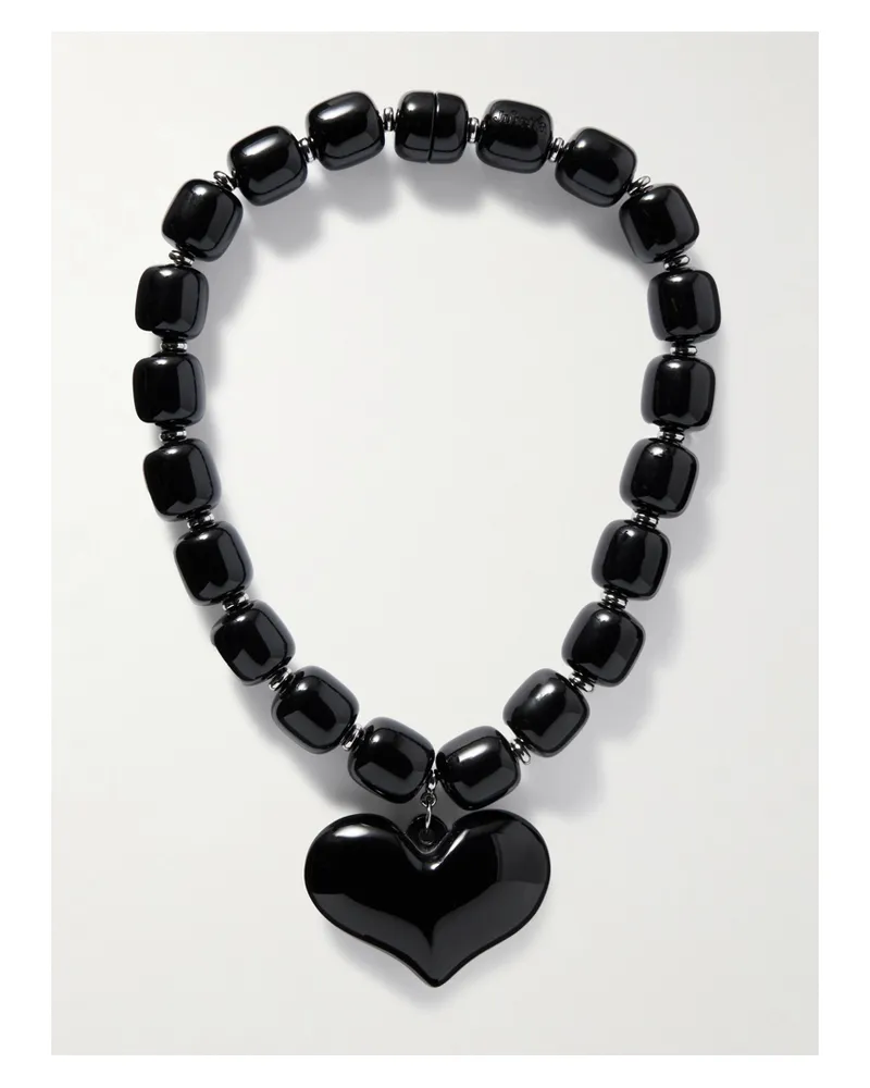 JULIETTA Amore Silver-tone Resin Necklace - Black Black