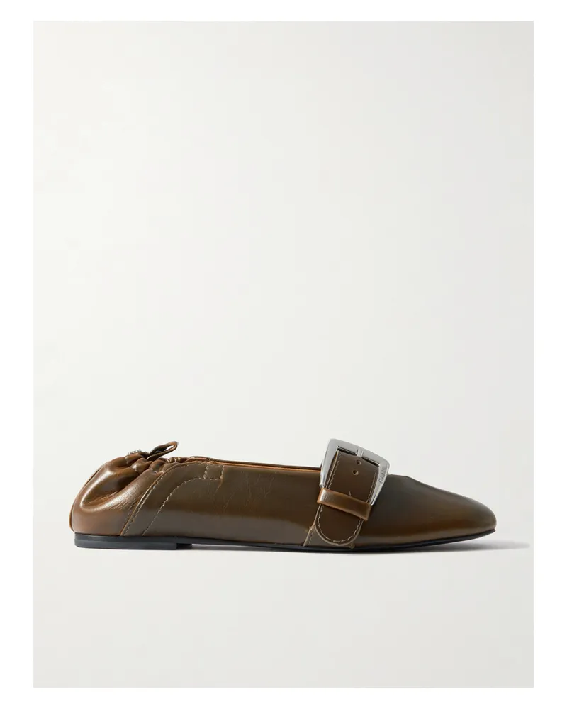 Ganni Ballerinas Aus Oleatex® Mit Schnalle - Grün Grün
