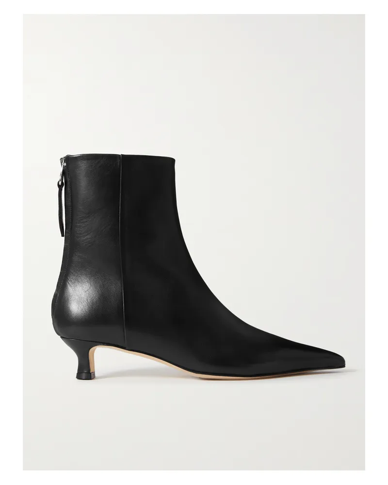 aeyde Zoe Leather Point-toe Ankle Boots - Black Black