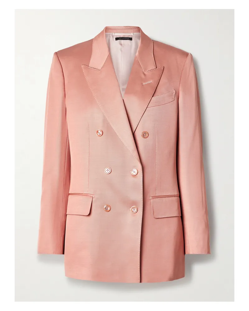 Tom Ford Doppelreihiger Blazer Aus Twill Aus Einer Seiden-wollmischung - Pink Pink