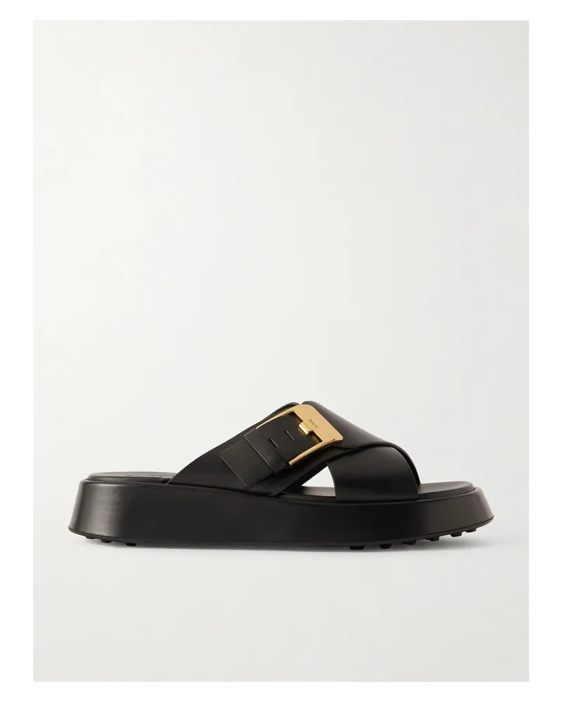 TOD'S Pantoletten Aus Leder Mit Schnalle - Schwarz Schwarz