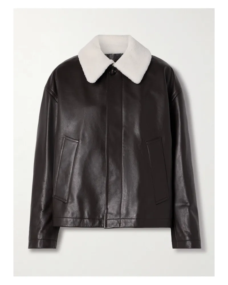 Bottega Veneta Shearling-trimmed Leather Jacket - Brown Brown