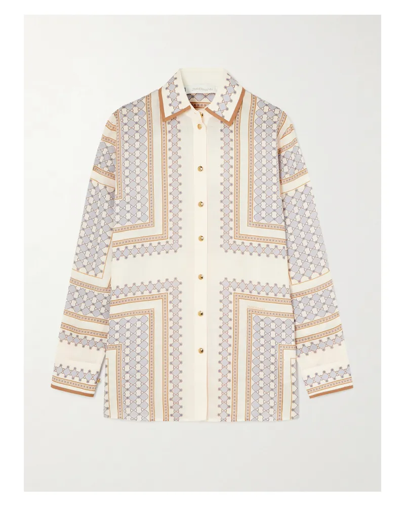 Zimmermann Hemd Aus Bedruckter Ramie - Creme Creme