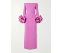 Talia Schulterfreie Robe Aus Crêpe Mit Faille-besätzen - Pink