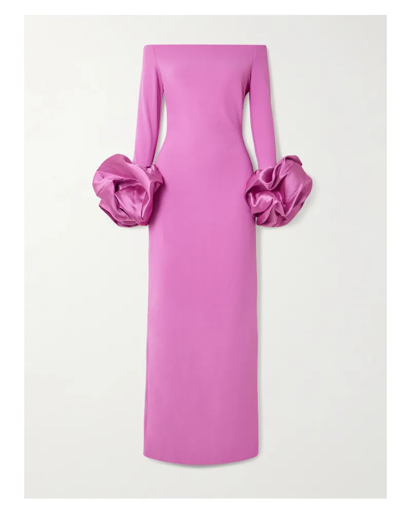 Solace London Talia Schulterfreie Robe Aus Crêpe Mit Faille-besätzen - Pink Pink