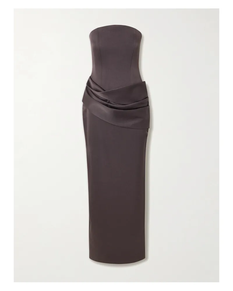 Alex Perry Strapless Draped Satin-crepe Gown - Gray Gray