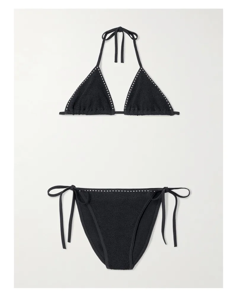 Hunza G Gina Bikini Aus Seersucker Mit Swarovski®-kristallen - Schwarz Schwarz