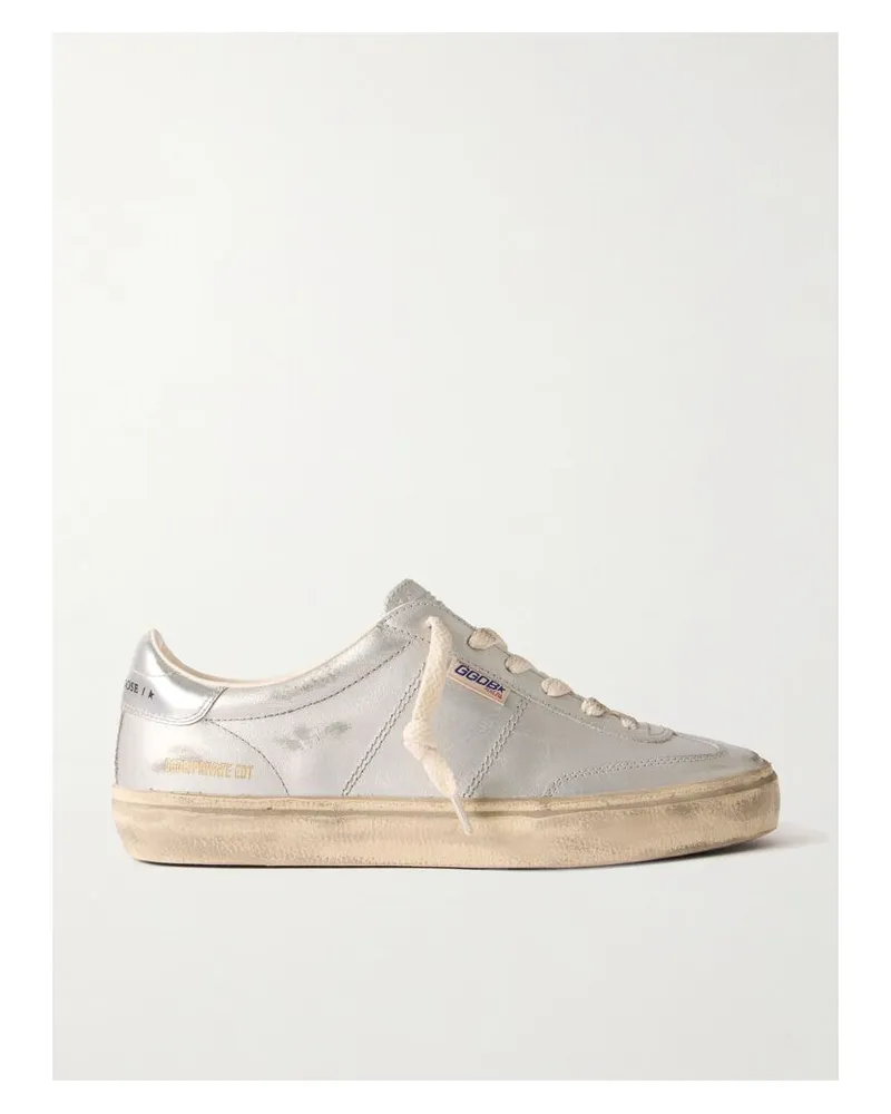 Golden Goose Soul Star Sneakers Aus Metallic-leder In Distressed-optik - Grau Grau