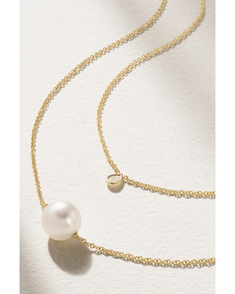 MIZUKI Mehrreihige Kette Aus 14 Karat Gold Mit Perle Und Diamant Gold
