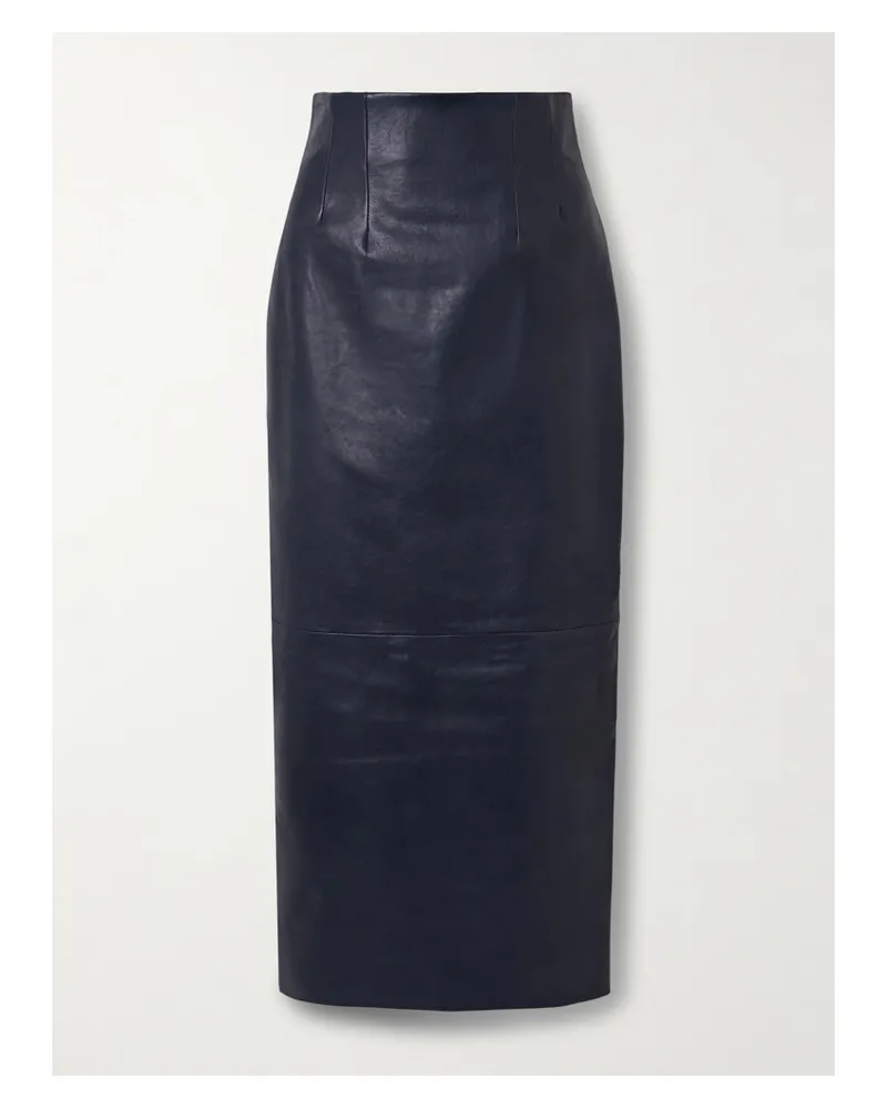 KHAITE Loxley Leather Maxi Skirt - Blue Blue