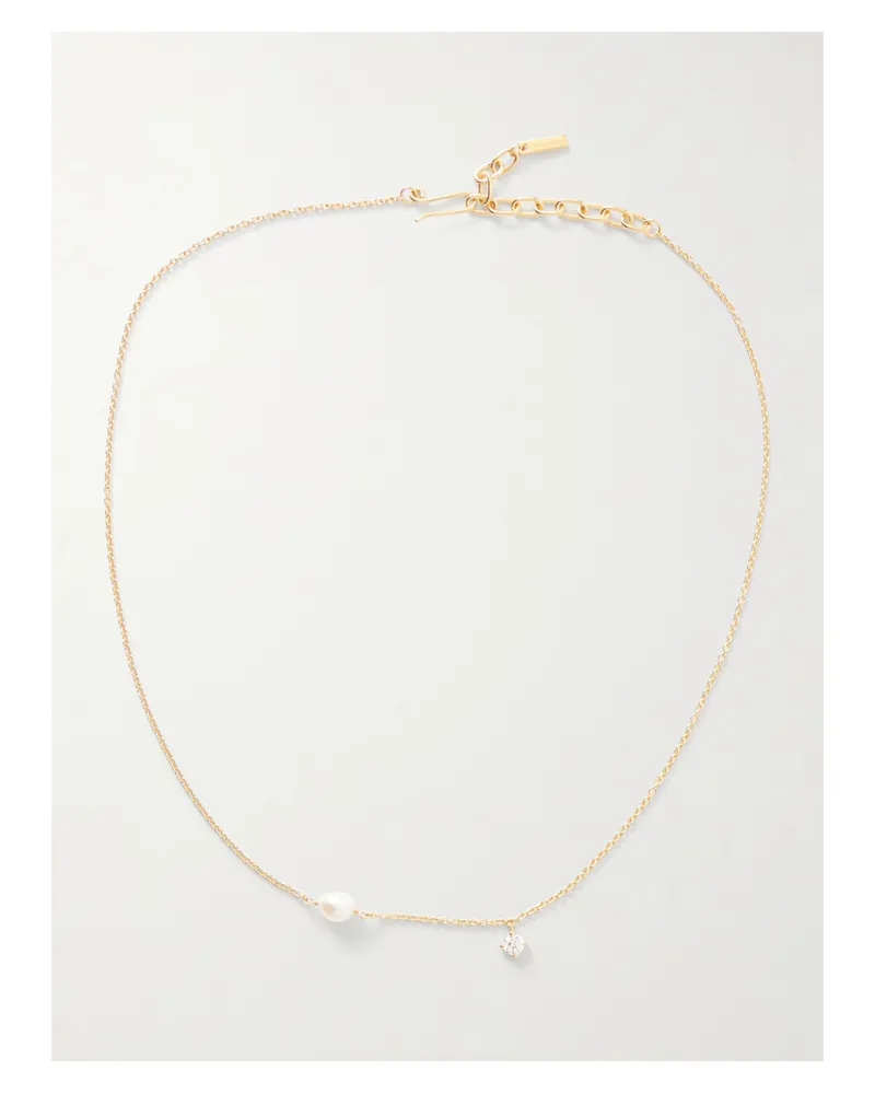 Completedworks Vergoldete Kette Mit Kristall Und Kunstperle Gold