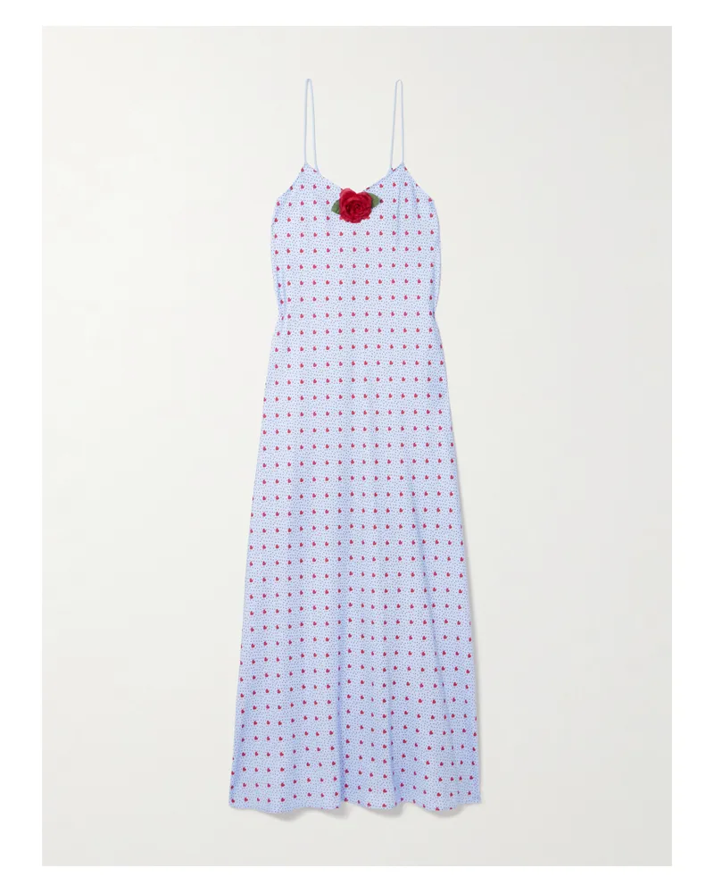 Rodarte Maxikleid Aus Bedrucktem Seiden-twill Mit Applikation - Lila Lila