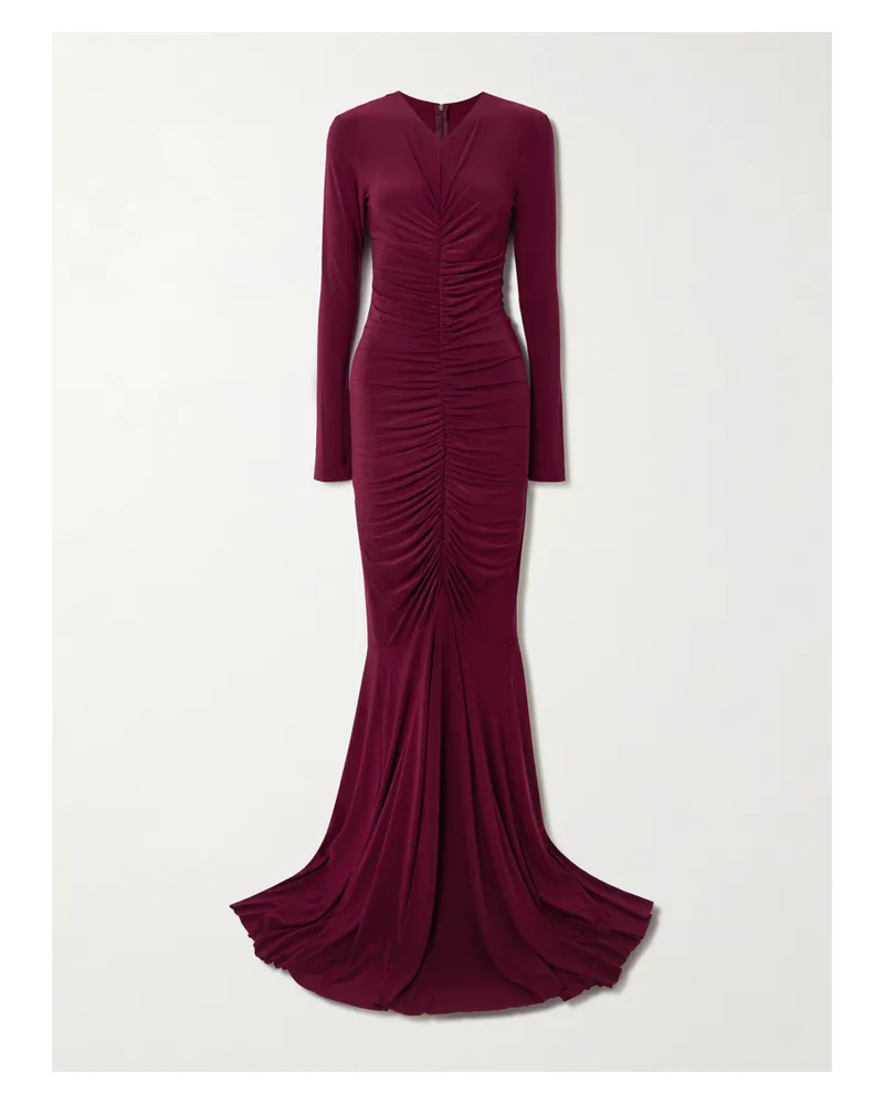 Norma Kamali Ruched Stretch-jersey Gown - Purple Purple
