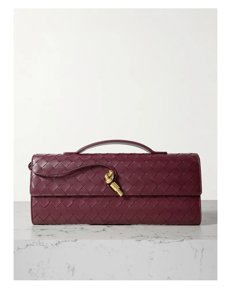 Bottega Veneta Long Andiamo Intrecciato Leather Clutch - Burgundy Burgundy