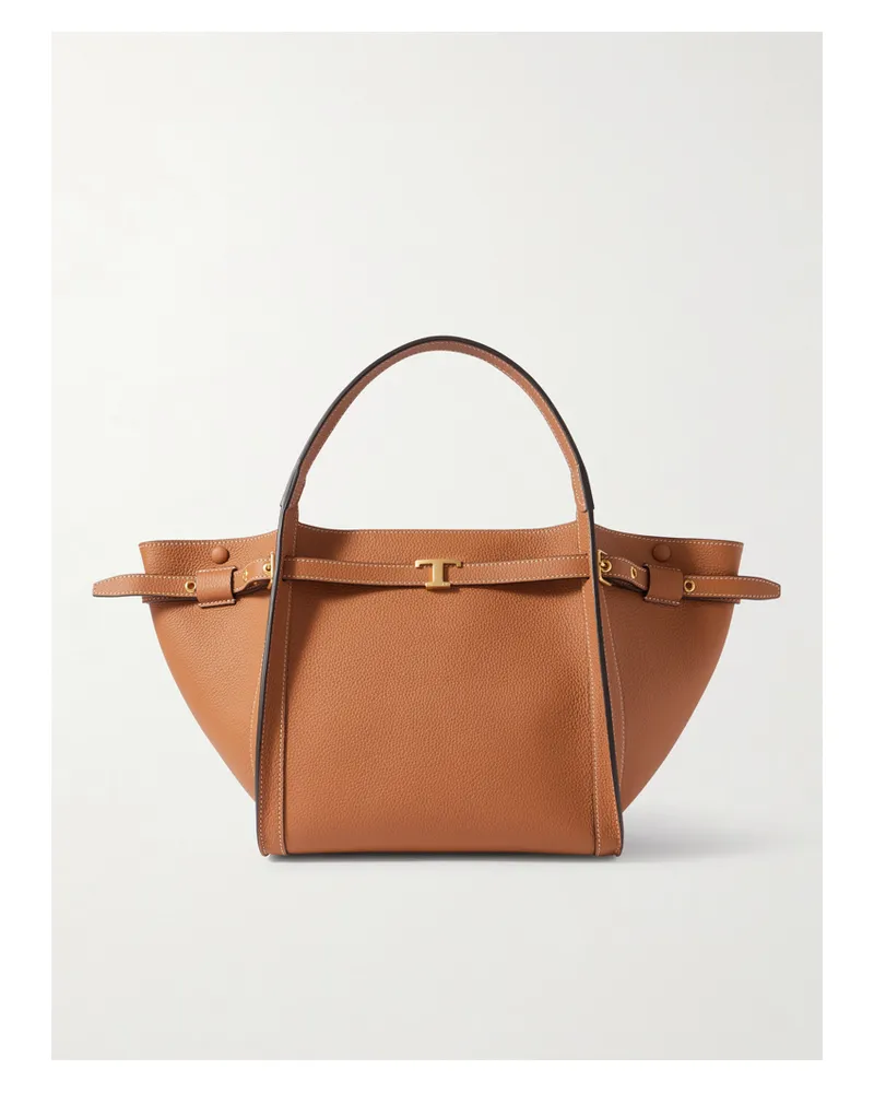 TOD'S Tim Textured-leather Tote - Brown Brown