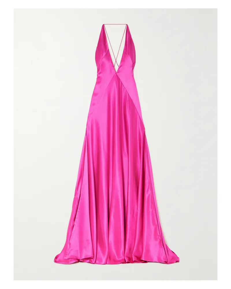 Michael Lo Sordo Paloma Neckholder-robe Aus Seidensatin - Pink Pink