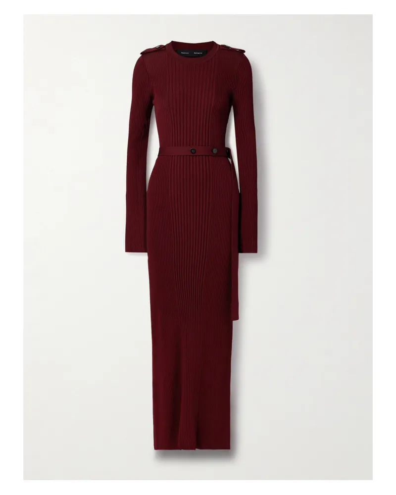 Proenza Schouler Lauryn Maxikleid Aus Rippstrick Mit Gürtel - Burgunder Burgunder