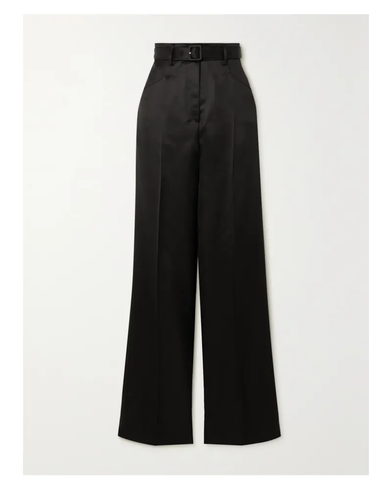 Gabriela Hearst Norman Hose Mit Geradem Bein Aus Einer Woll-seidenmischung Mit Gürtel - Schwarz Schwarz