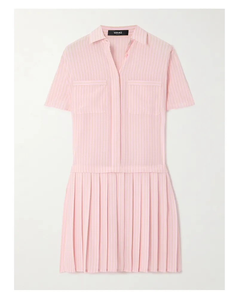 Versace Minikleid Aus Bedrucktem Crêpe De Chine Aus Seide Mit Falten - Pink Pink