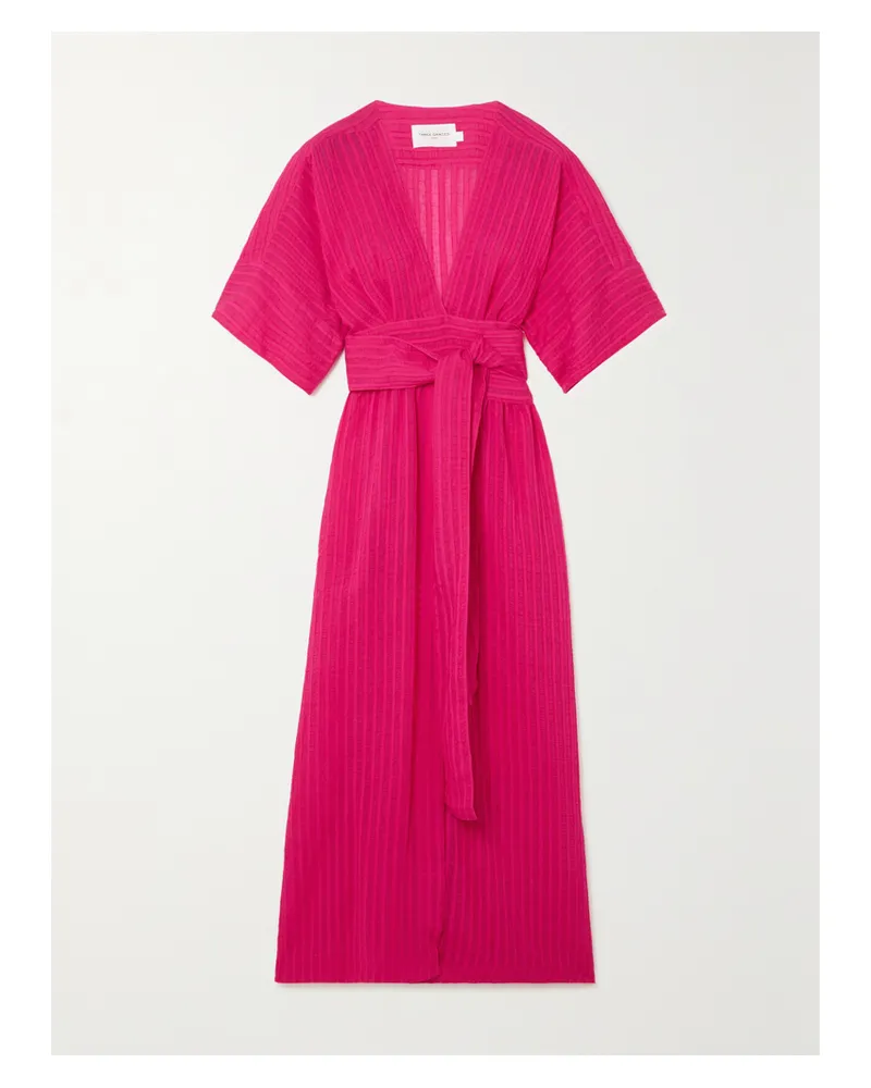 THREE GRACES Fleur Maxi-wickelkleid Aus Gestreiftem Seersucker - Lila Lila