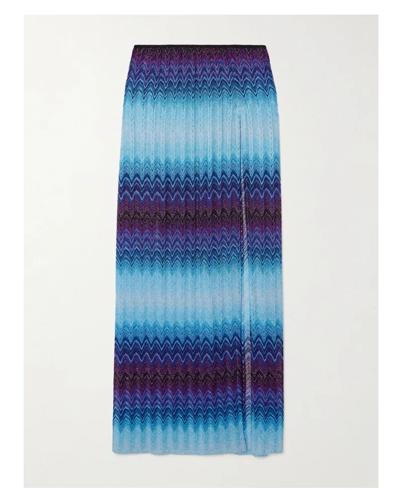 Missoni Midirock Aus Metallic-häkelstrick Mit Farbverlauf - Blau Blau