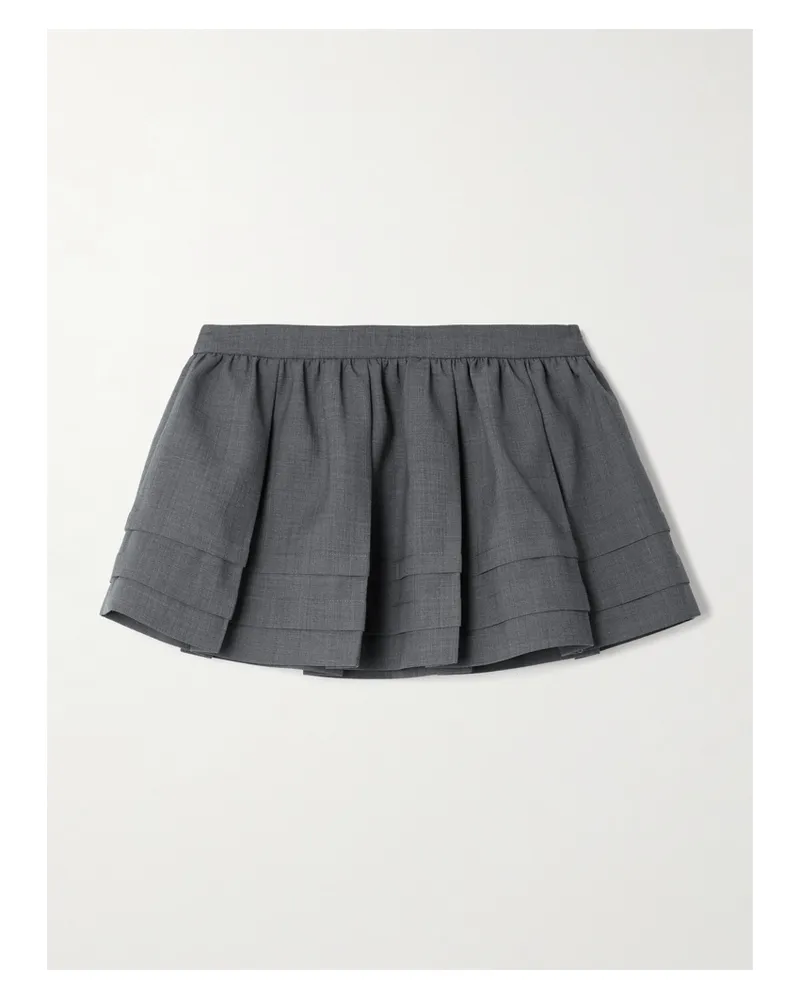 SHUSHU/TONG Tiered Grain De Poudre Mini Skirt - Gray Gray