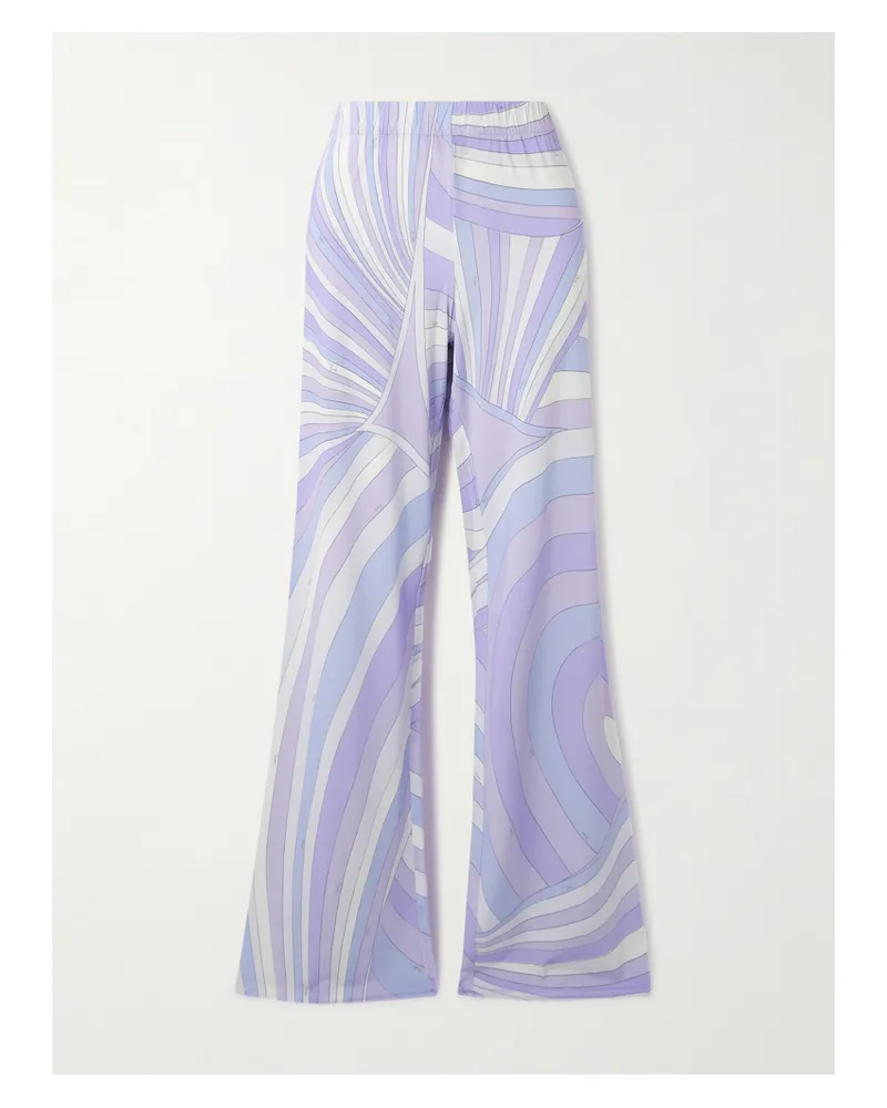 Emilio Pucci Iride Printed Satin-jersey Wide-leg Pants - Purple Purple