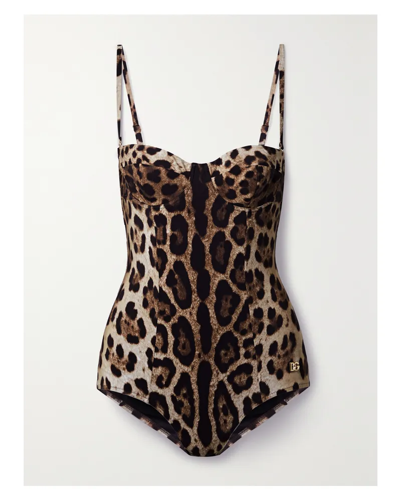 Dolce & Gabbana Cutout Leopard-print Underwired Swimsuit - Animal print Animal